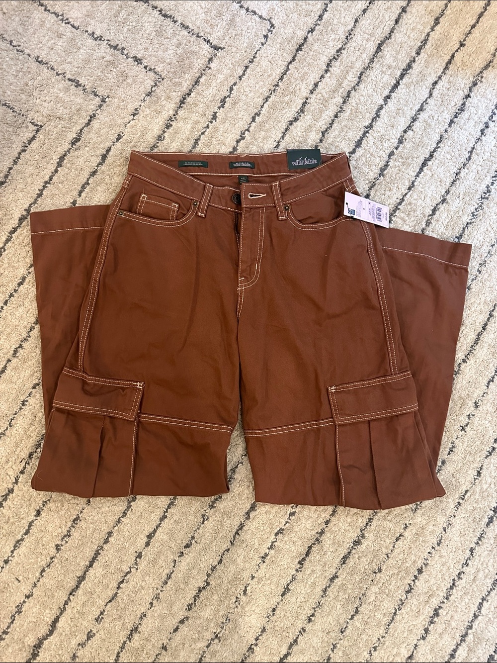 wild fable Wide-Leg Cargo Pants in Rust Brown
